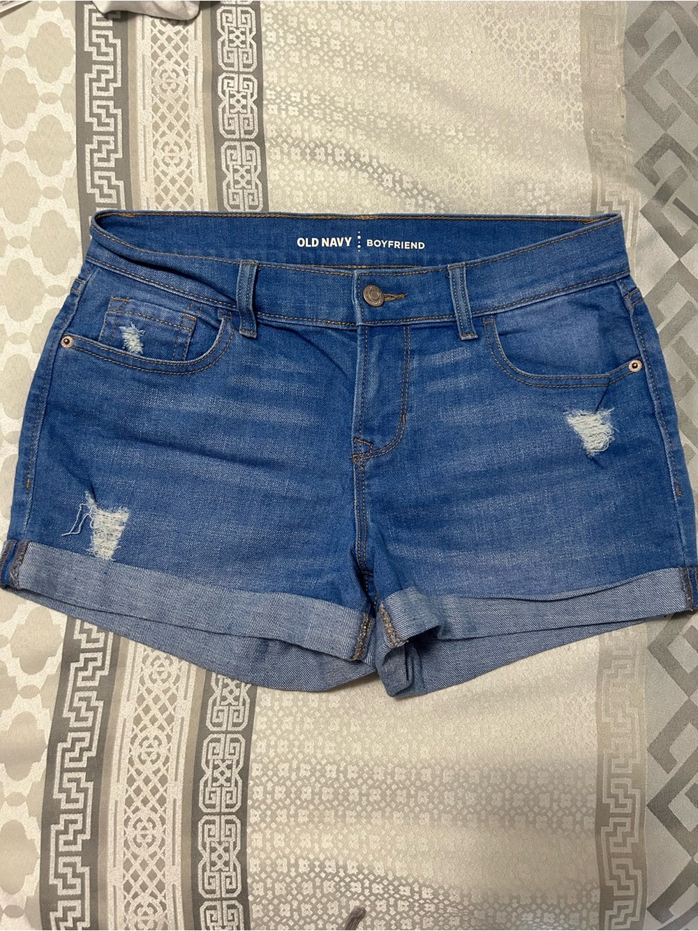 Old Navy Blue Distressed Boyfriend Denim Shorts